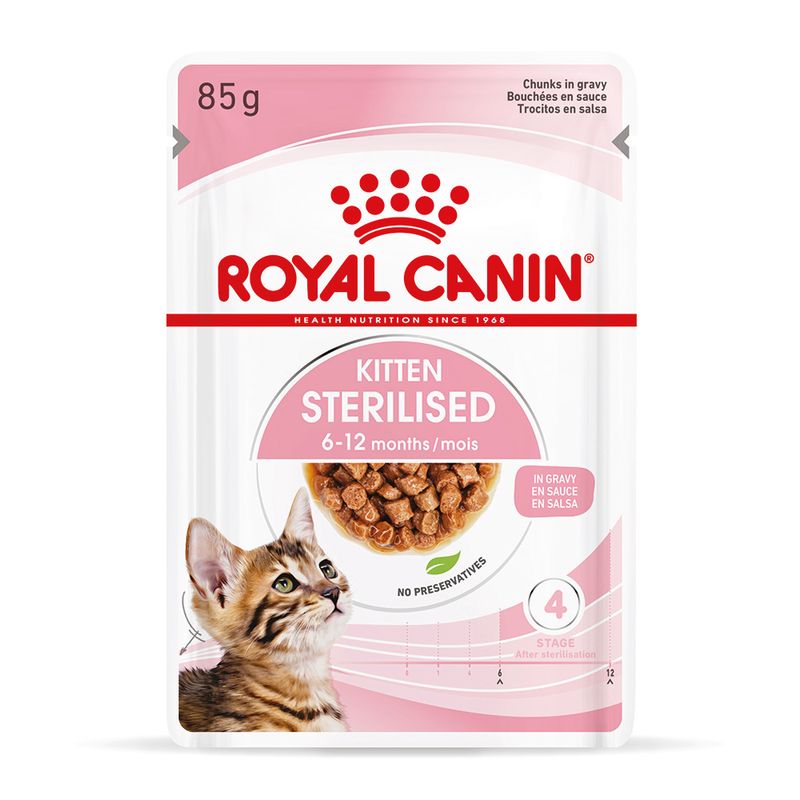 12x85g Royal Canin Kitten Sterilised in Salsa - Cibo Umido per Gatti 12x85g Royal Canin Kitten Sterilised in Salsa - Cibo Umido per Gatti